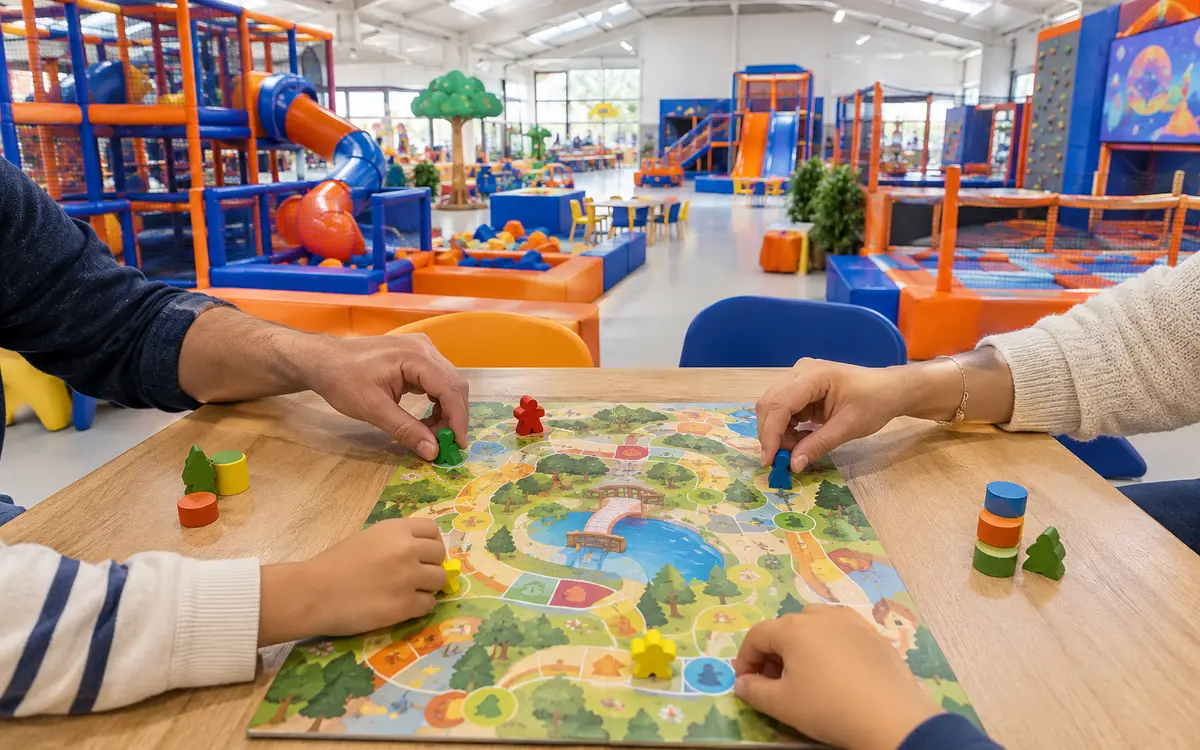 Partida de um jogo de tabuleiro em família